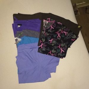 7 Scrub Tops. Size Medium.